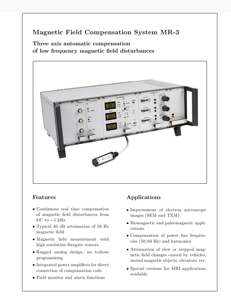 Magnetic Field Compensation System MR-3化学分析仪器/电子显微镜消磁器